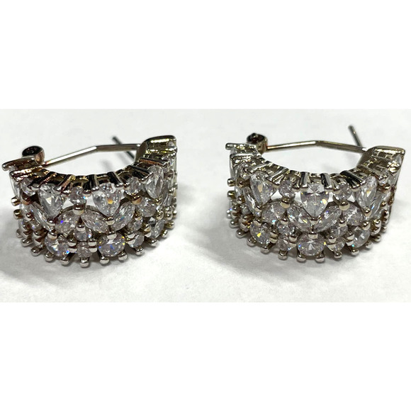 NEW Olivia & Jackson Fine Silver Plated Gold Tone Crystal Earrings - Picture 6 of 7